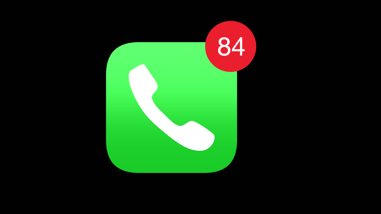 Mobile phone app icon displays rising notifications for missed calls