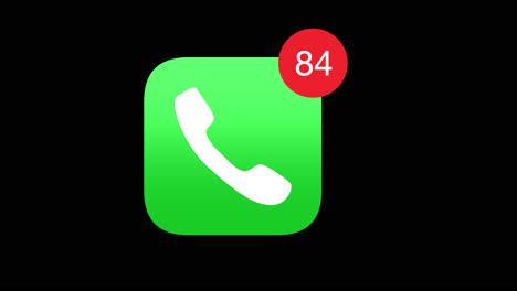 mobile phone app icon displays rising notifications for missed calls