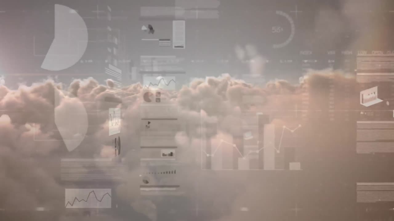 구름과 하늘 위에서 통계 처리의 애니메이션