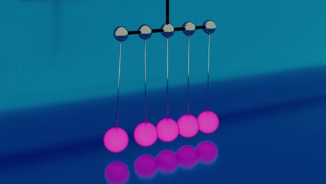 newton cradle o un péndulo de juguete de escritorio, movimiento lento. diseño. close up de abstractas bolas de newton de equilibrio que crean un efecto relajante, bucle sin costuras.