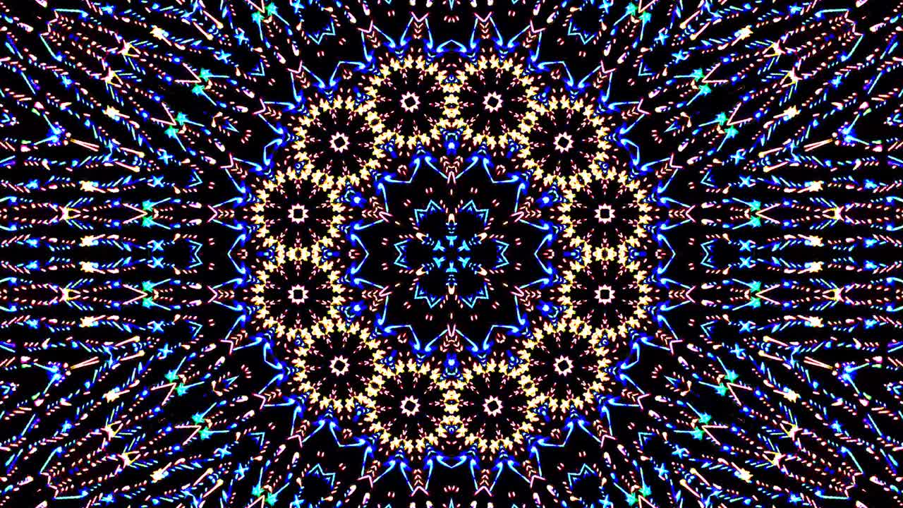 líneas coloridas ondas brillantes forma de flor fondo caleidoscopio resumen