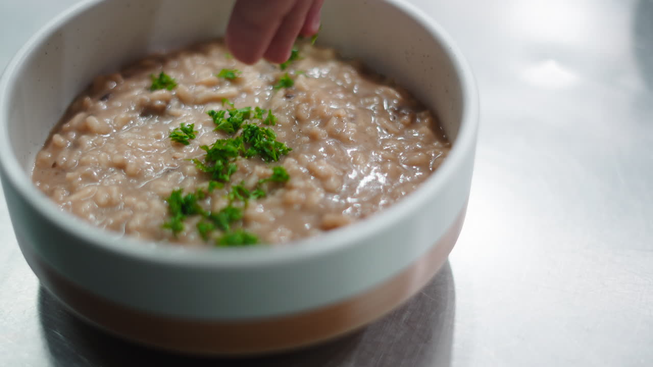 Mushroom Risotto Dish Preparation