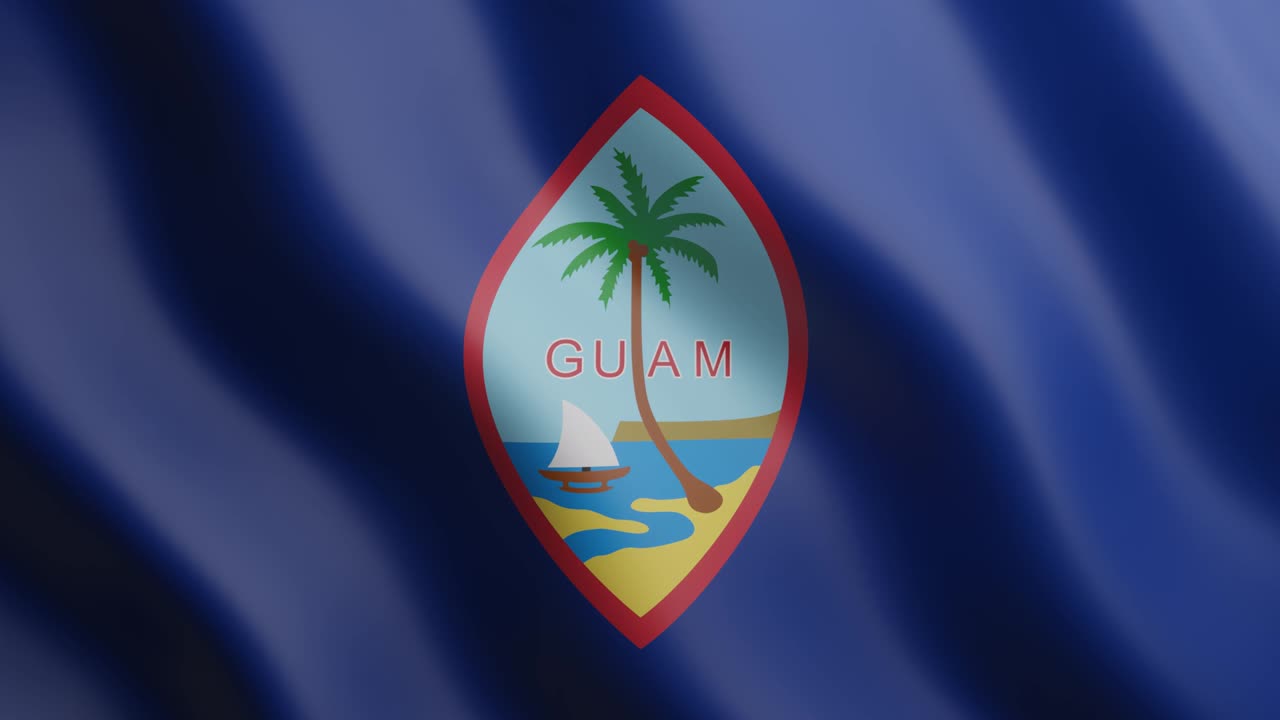 3d ondeando la bandera de guam. bandera nacional en el fondo del viento. video clip animado de bucle sin costuras realista de 4k