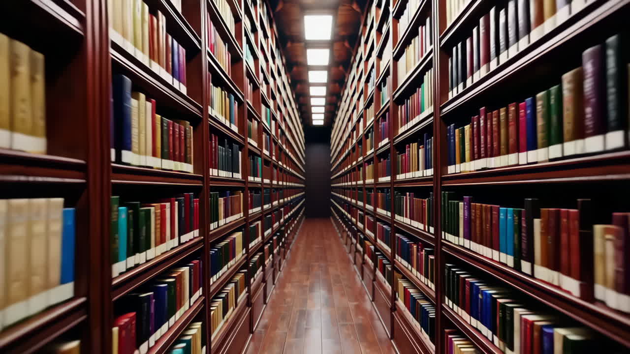 Long Corridor of a Large Library
