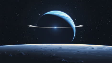 ringed planet in deep space