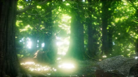 great red deer in a green forest