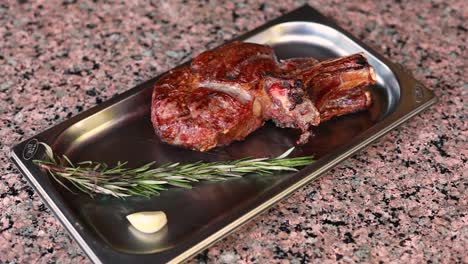 grilled rib eye steak with rosemary and garlic