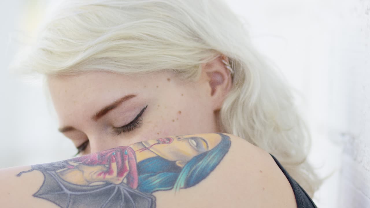 Beautiful pensive modern hipster woman