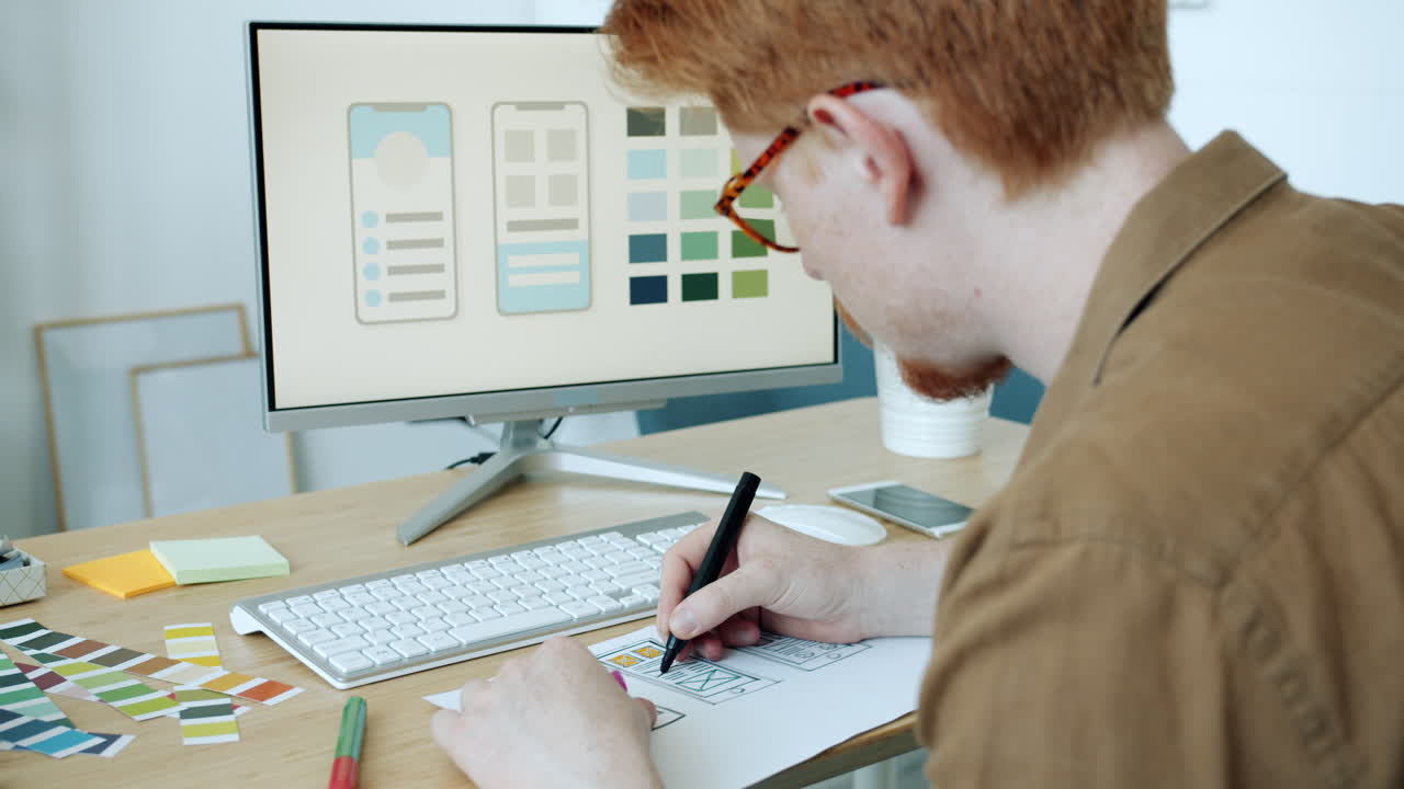 Designer working on mobile app design
