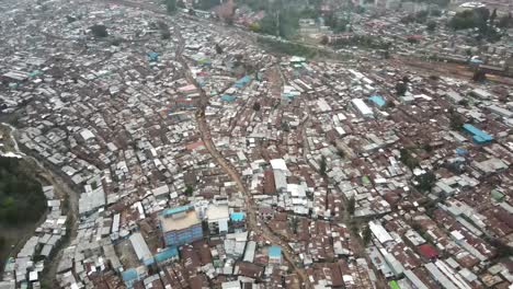 aerial view of kibera slums, poor housing neighborhood of nairobi, kenya