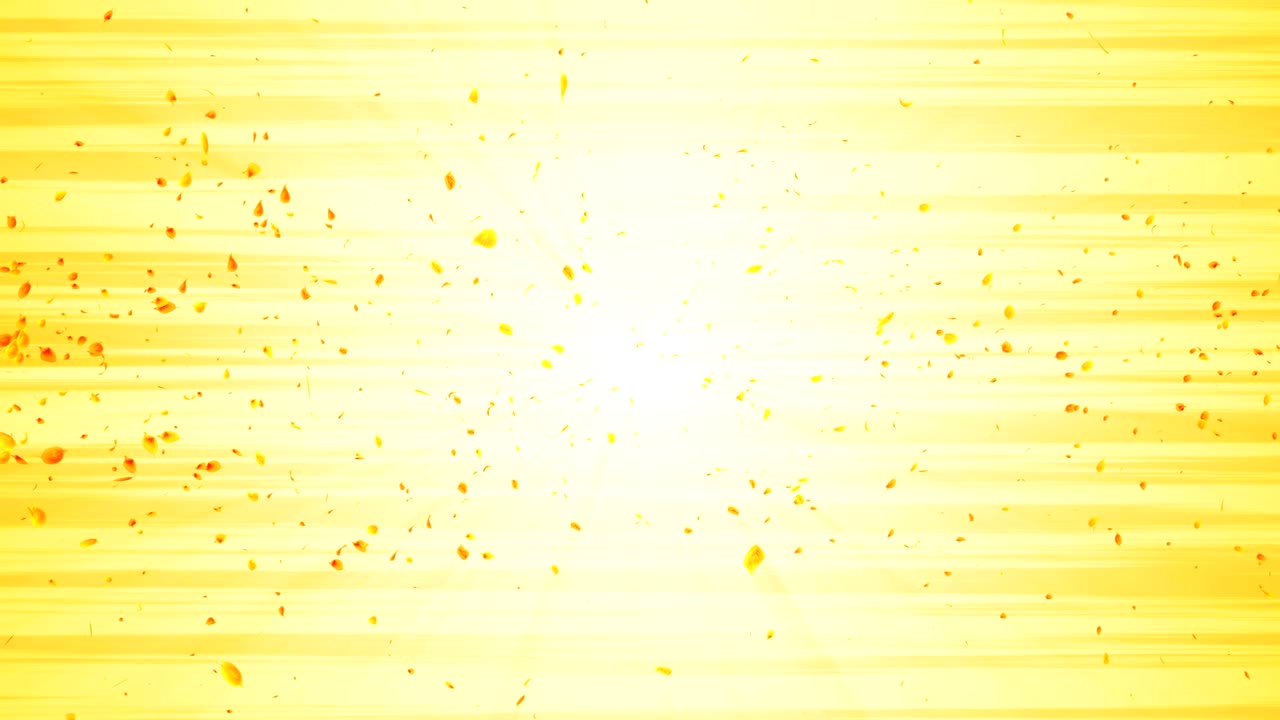 Vortex from yellow leaves. Spiral shiny particle of seasonal leaves. Dancing leaf. Colorful nature tunnel loop animation.