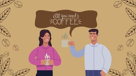 una escena de una pareja bebiendo en una cafetería.