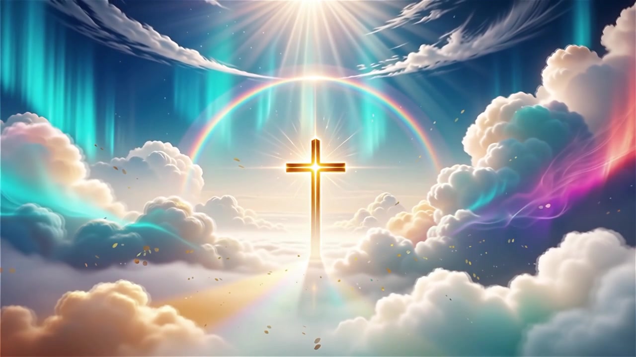 Christian Cross Heavenly Light Worship Background