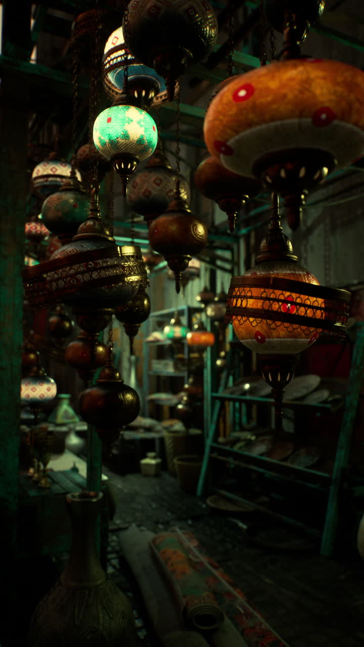 매달린 불빛으로 가득 찬 방