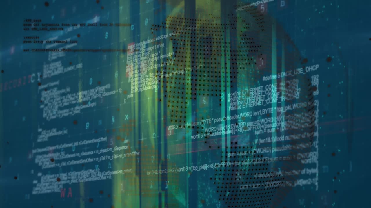 Animation of data processing and globe over servers