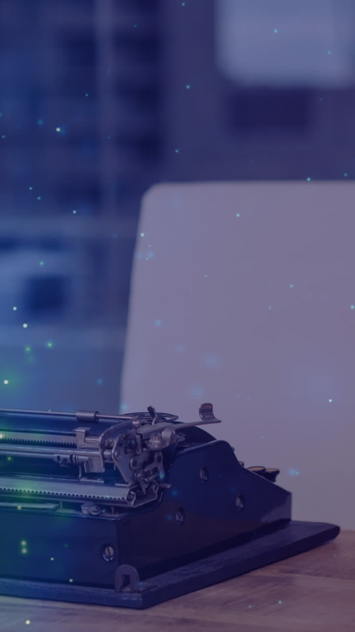 animación de puntos blancos sobre la máquina de escribir