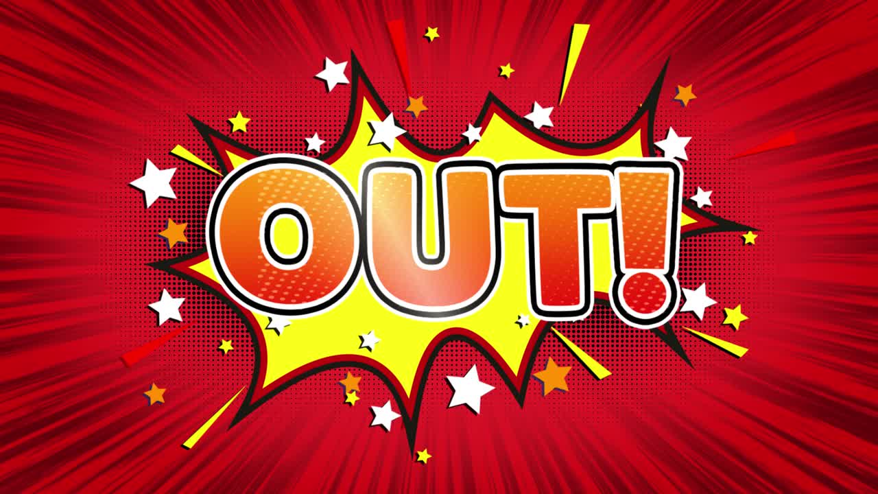 Out text pop art style expression retro comic bubble expression cartoon illustration isolated flat