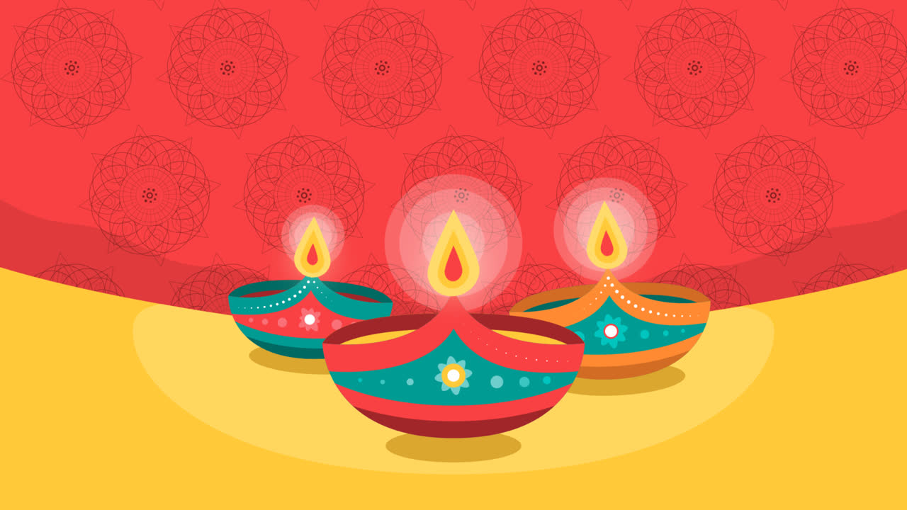 An animation of a Lovely diwali background with flat design