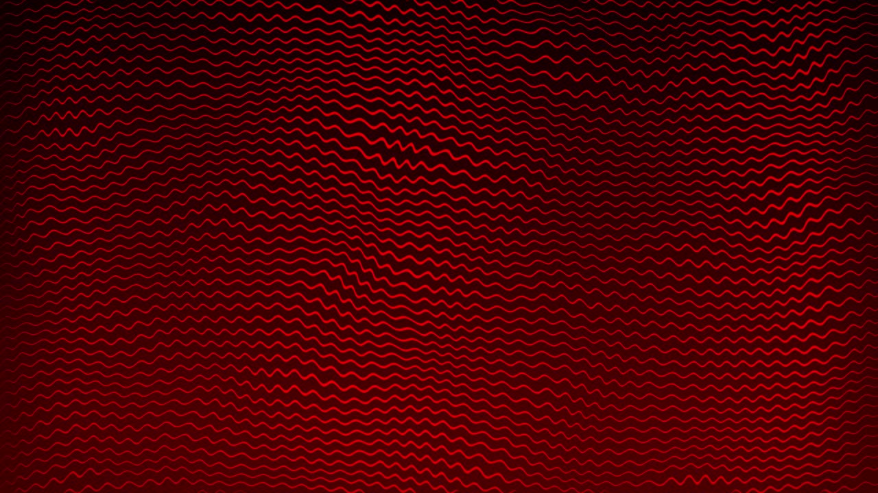 Animazione 3D di linee sinuose a forma di onda vorticosa, effetto visivo di bagliore sfumato dello sfondo 3D, motion graphics, colore digitale dinamico astratto rosso