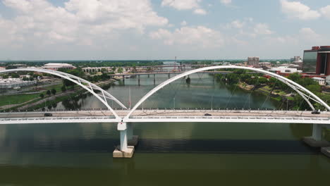 spanning bridge of broadway over the arkansas river at downtown little rock in arkansas, united states