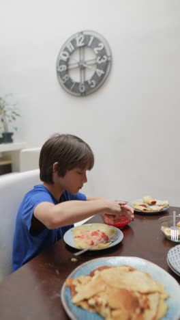 children enjoying pancakes for breakfast
