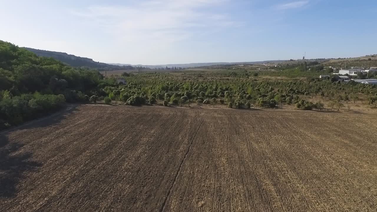 농경지 와 나무 들 의 공중 사진