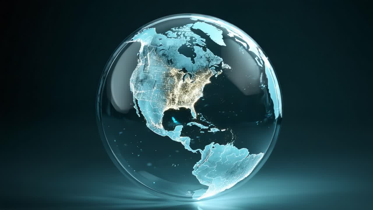 A Captivating Glimpse of Earth: This Animated Globe Highlights North America with Stunning Illuminations, Creating a Visual Delight of Our Planet's Geography