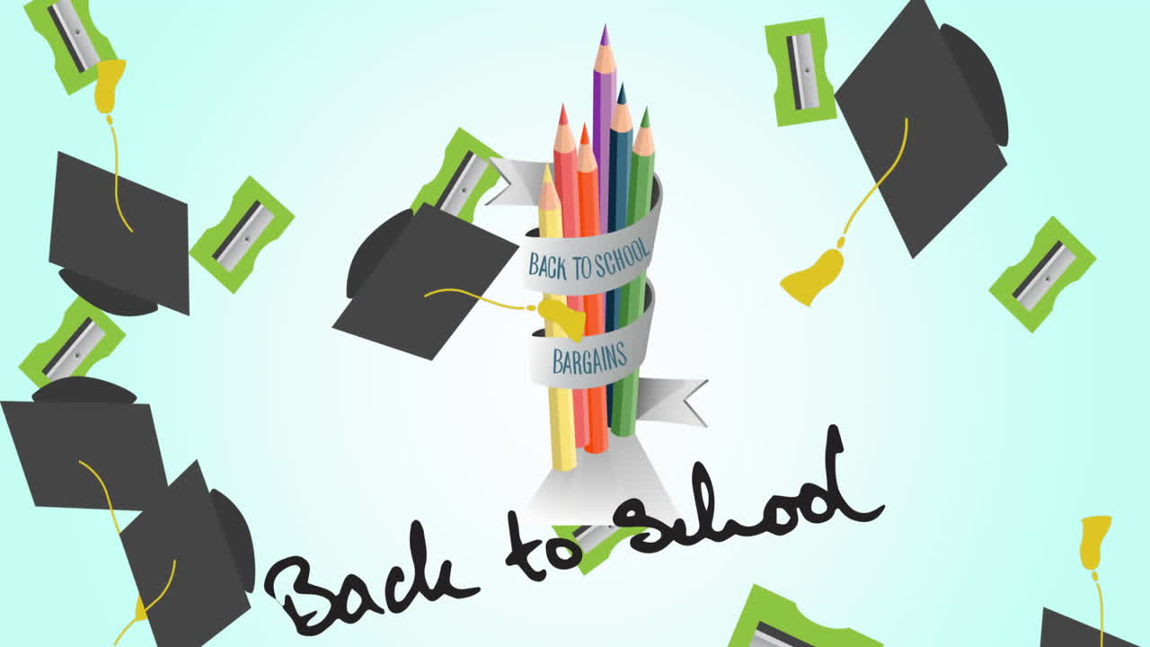 ⁇ 색 배경에 있는 학교 복귀 텍스트의 애니메이션