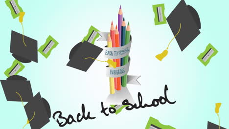 animation of back to school text on white background