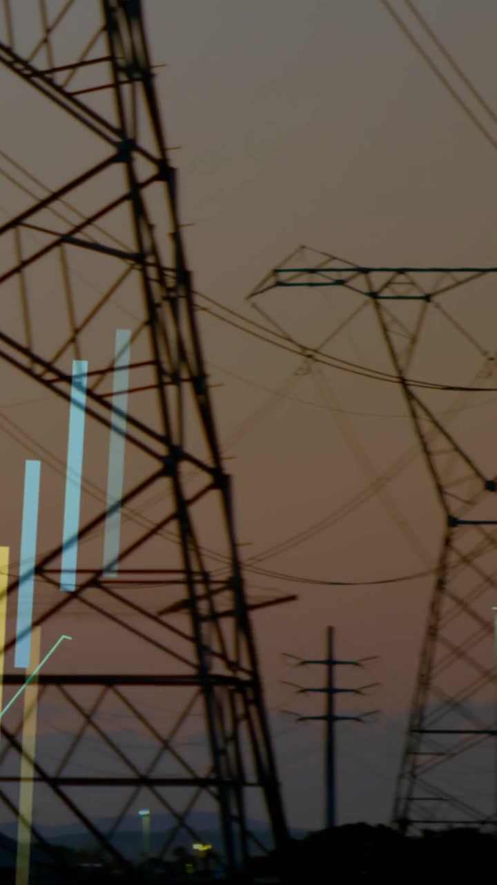 Vertical video: Camera panning right, pylons entering frame, overlay appearing, showing grid size