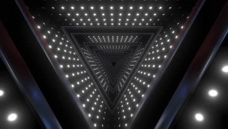 abstract triangular tunnel with glowing lights