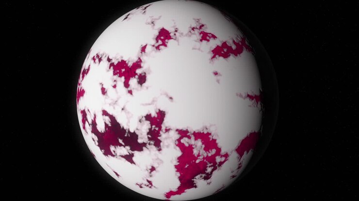 Alien Planet with Red and White Surface