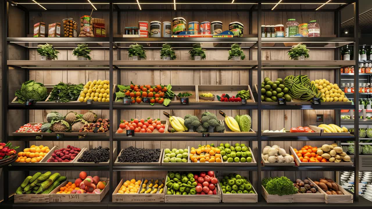 식료품 가게 생산 전시