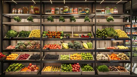 exhibición de productos de las tiendas de comestibles