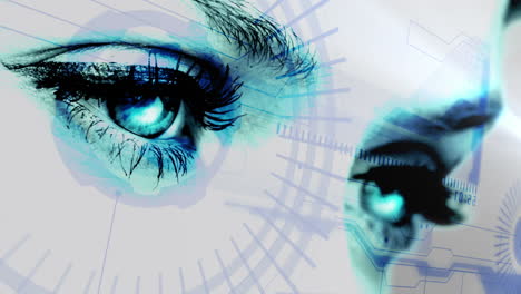 ojos escaneando una interfaz futurista