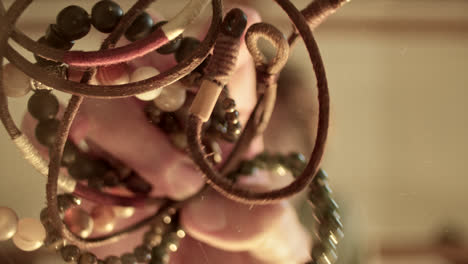 close-up of assorted beaded jewelry and accessories