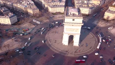 arc de triomphe paris by drone in 4k