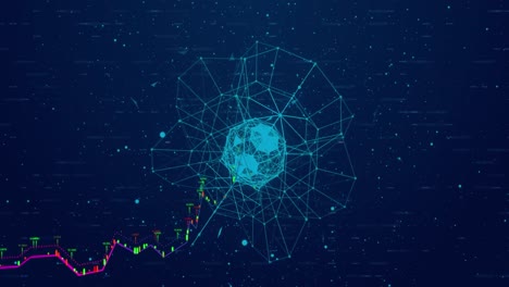 animación de la red de conexiones sobre fondo azul