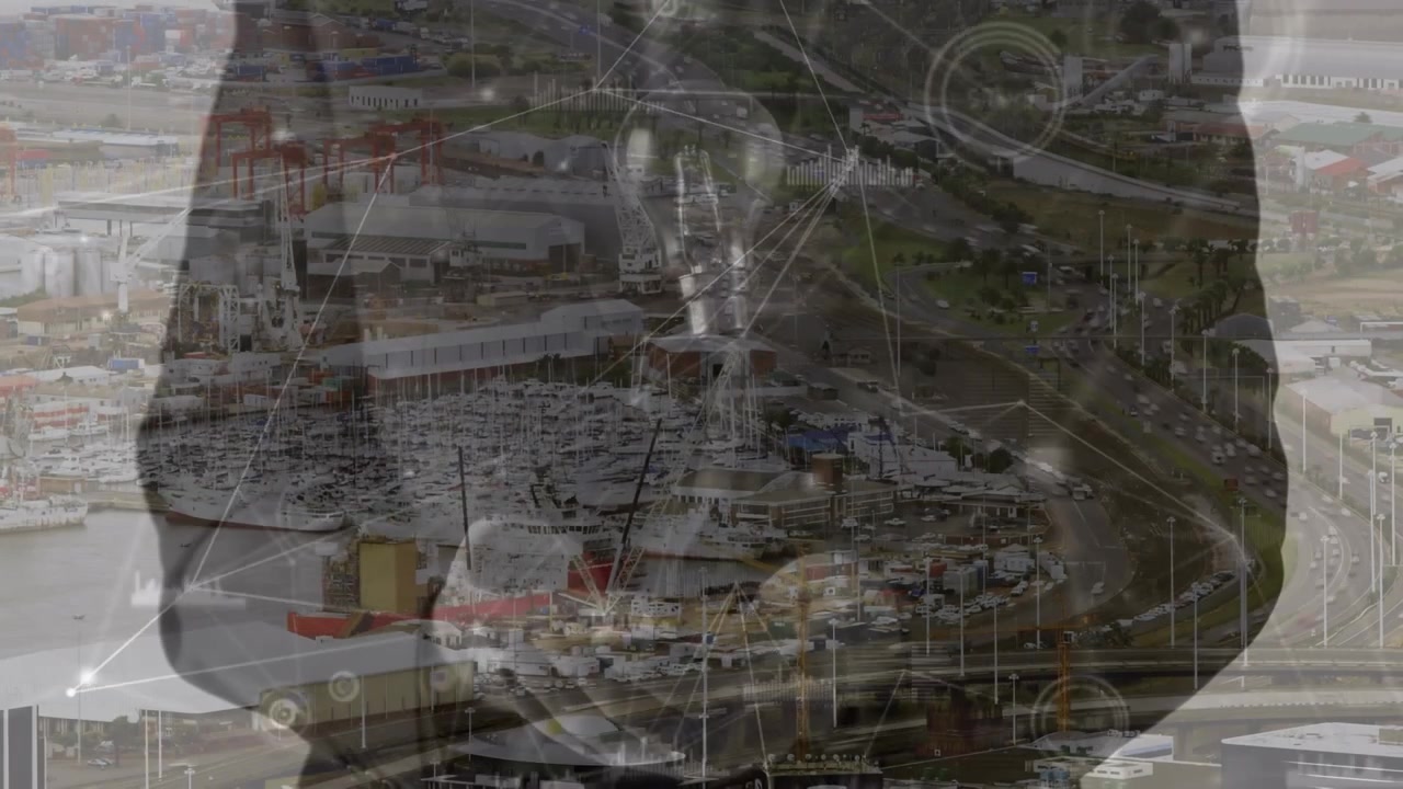 Animation af netværk af forbindelser over kaukasisk forretningsmand, der kaster en lyspære