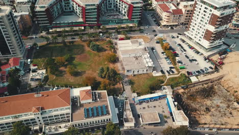 top aerial look above the budva city streets