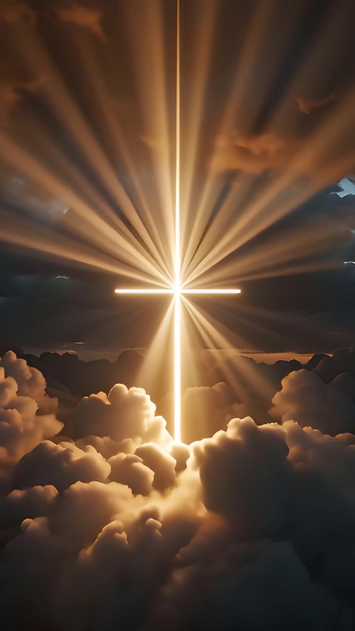 Sfondo per Adorazione 4K: Croce Cristiana e Luce Celeste
