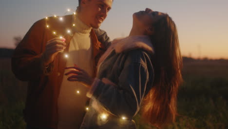 lovely couple dance at night