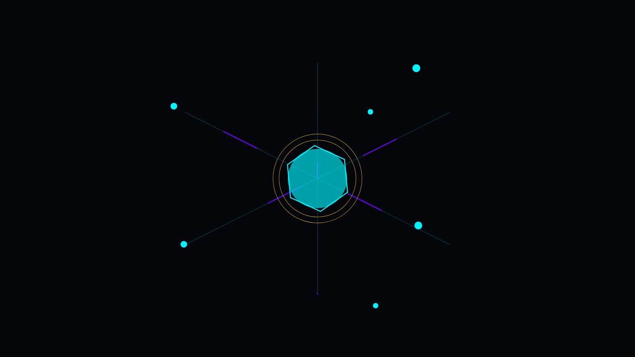 Abstract Digital Hexagon Graphic Animation with Floating Particles