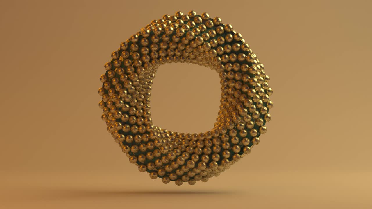 bucle 3d abstracto con esferas doradas en un patrón
