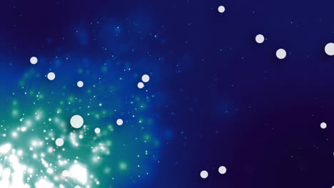 glowing particles and light bursts animation over dark blue background
