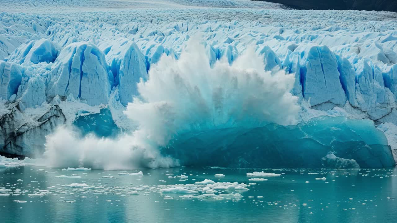 The Majestic Splendor of Glacial Melting: Capturing the Awe-Inspiring Moment of Ice Collapsing into the Serene, Turquoise Waters of a Glacier-Filled Landscape