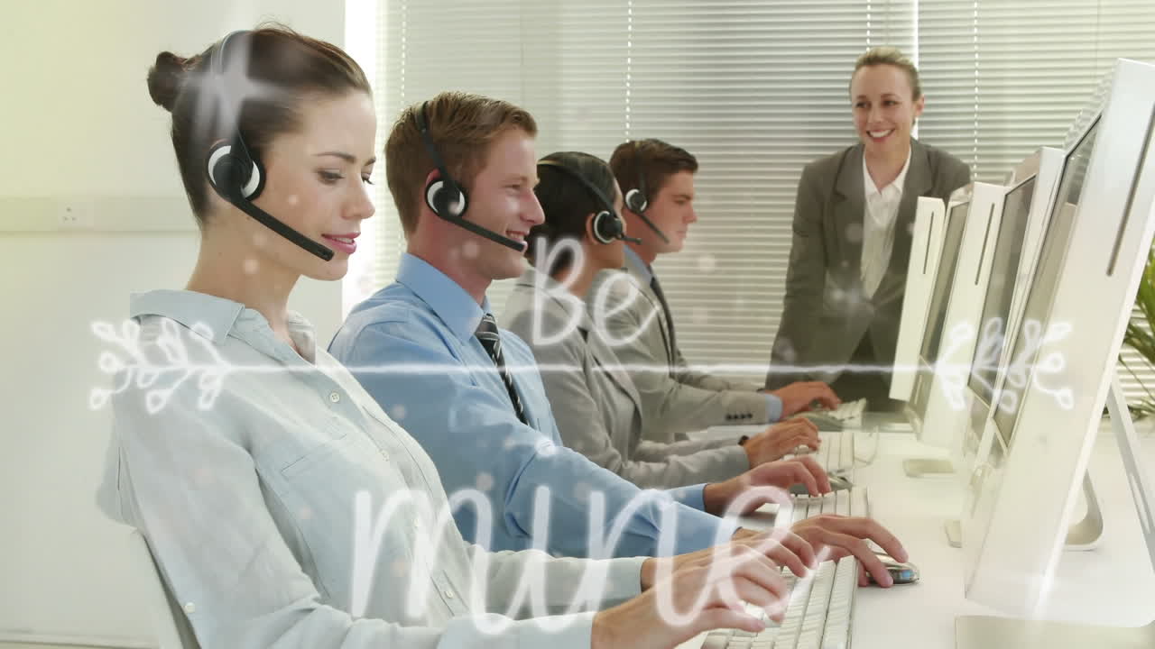 анимация быть моей над различными консультантами, работающими с компьютерами