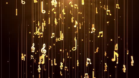 Golden Music Notes Falling Background