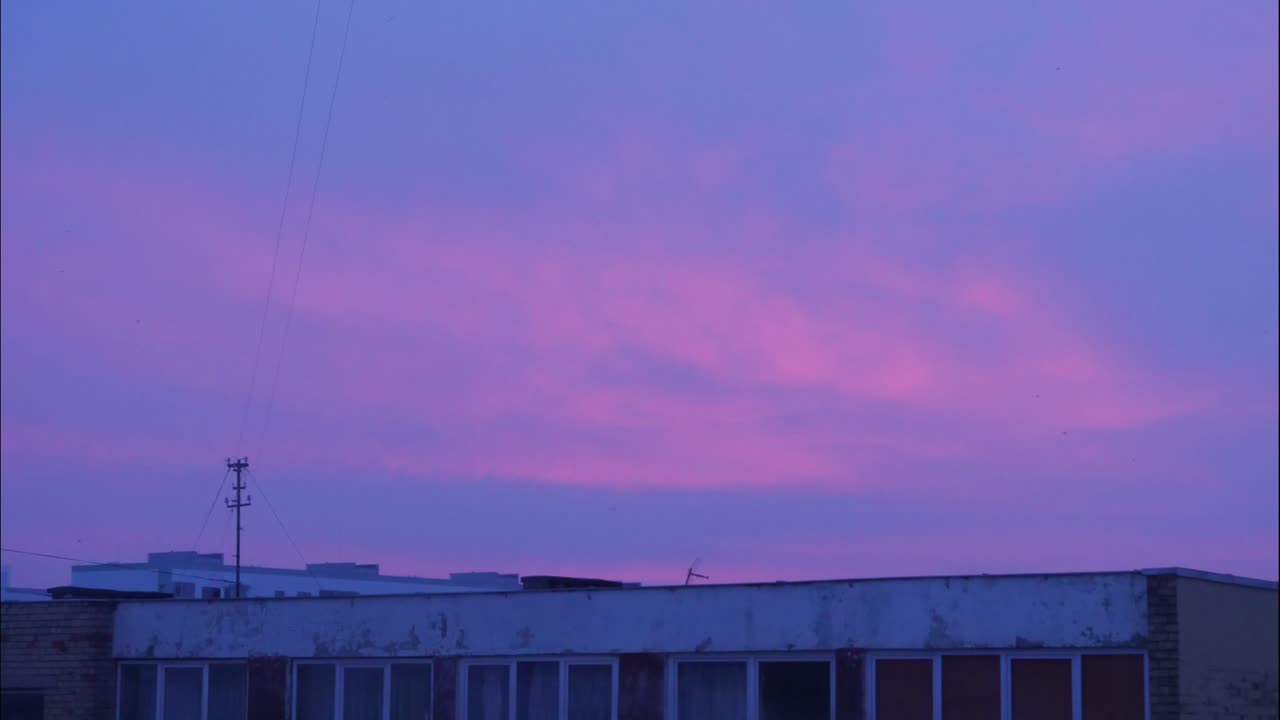 Time lapse of sky turning purple