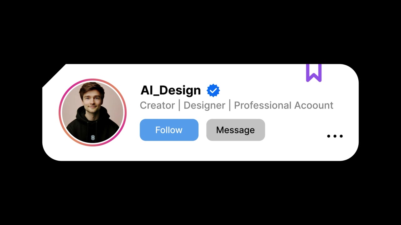 Animated Social Media Profile Card with Follow and Message Buttons